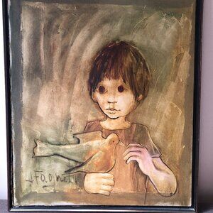 Vintage Mid-Century Oil on Canvas by Josette Faguet